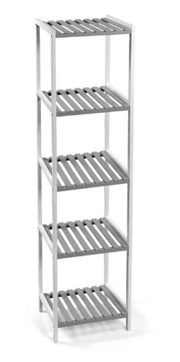 Il numero 1 del risparmio-SCAFFALE IN LEGNO BICOLORE CON 5 RIPIANI 34 X 33  X H140 CM BIANCO E GRIGIO