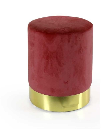 POUF IN VELLUTO CON BASE ORO 32 XH37 CM IN COLORE BORDEAUX