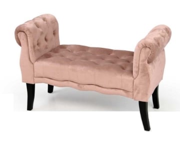 PANCA IN VELLUTO CON POGGIOLI 100 X 40 X H61 CM IN COLORE ROSA ANTICO