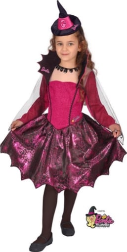 COSTUME HALLOWEEN BARBIE STREGA FASHION 3-4 ANNI