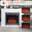 CAMINO ELETTRICO A PARETE CON EFFETTO FIAMMA E TIMER 113X26,6X87,5 CM BIANCO