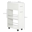 CARRELLO DA CUCINA CON 2 RIPIANI APERTI E CASSETTO ESTRAIBILE 25X50X85 CM BIANCO