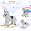 CAVALLO A DONDOLO PER BAMBINI DA 3-6 ANNI 73X35X64 CM IN COLORE GRIGIO