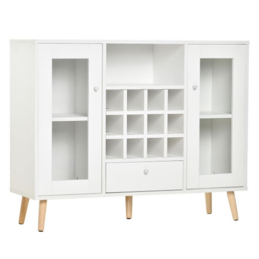 CREDENZA CON CANTINETTA A 12 POSTI IN LEGNO 100X33X80 CM BIANCO