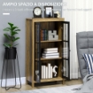 CREDENZA MODERNA A 2 ANTE IN VETRO E LEGNO 60X35X120CM MARRONE