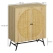 CREDENZA IN STILE BOHO CON 2 ANTE IN LEGNO E RATTAN 80X39X101.8 CM NATURALE