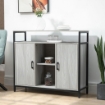 CREDENZA MODERNA IN LEGNO CON 2 ARMADIETTI E RIPIANI 100X34X87.2CM GRIGIO CHIARO