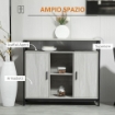 CREDENZA MODERNA IN LEGNO CON 2 ARMADIETTI E RIPIANI 100X34X87.2CM GRIGIO CHIARO