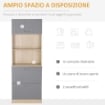 Il numero 1 del risparmio-CREDENZA MODERNA PER CUCINA CON 2 CASSETTI E  ARMADIETTO 60X38X168CM GRIGIO