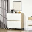 CREDENZA MODERNA MULTIUSO CON 4 ANTE QUADRATE IN LEGNO 100X41.5X107CM BIANCO