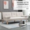 DIVANO LETTO 3 POSTI CON RIVESTIMENTO EFFETTO LINO E TAVOLINO 181X77X78CM BEIGE