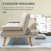 DIVANO LETTO 3 POSTI CON RIVESTIMENTO EFFETTO LINO E TAVOLINO 181X77X78CM BEIGE