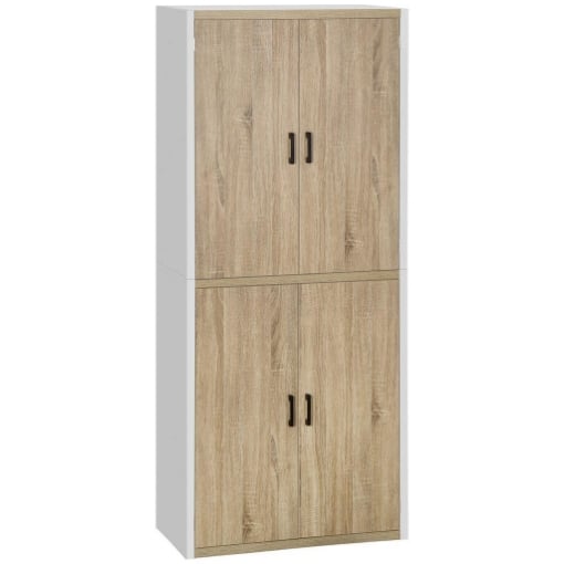 DISPENSA CUCINA IN LEGNO 4 RIPIANI REGOLABILI 80X40X182CM COLOR LEGNO E BIANCO