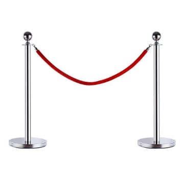 COLONNINE IN ACCIAIO INOX  SILVER SEPARACODE CON CORDONE ROSSO 32 X 95 CM