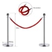 COLONNINE IN ACCIAIO INOX  SILVER SEPARACODE CON CORDONE ROSSO 32 X 95 CM