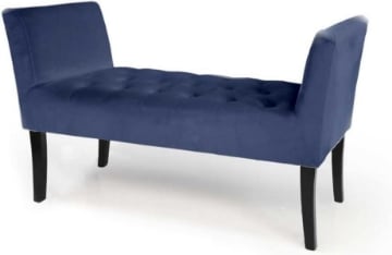 PANCA IN VELLUTO CON GAMBE NERE 110 X 40 X 60 CM IN COLORE BLU