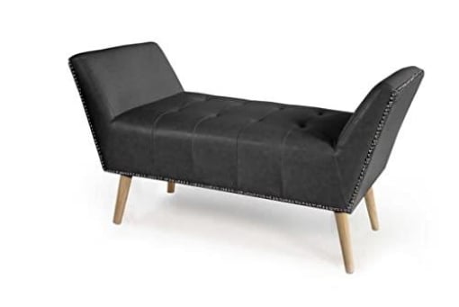 PANCA IN SIMILPELLE CON GAMBE IN LEGNO 117 X 40 X 60 CM IN COLORE NERO