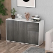 MOBILETTO IN LEGNO CON APERTURA A PRESSIONE 117X36X74CM BIANCO E GRIGIO SCURO