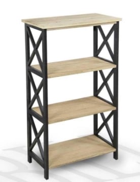 GAIA SCAFFALE IN LEGNO A 4 RIPIANI 60 X 30 X 105 CM COLORE NERO E LEGNO