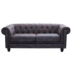 DIVANO 3 POSTI CHESTERFIELD IN ECOPELLE VINTAGE MARRONE