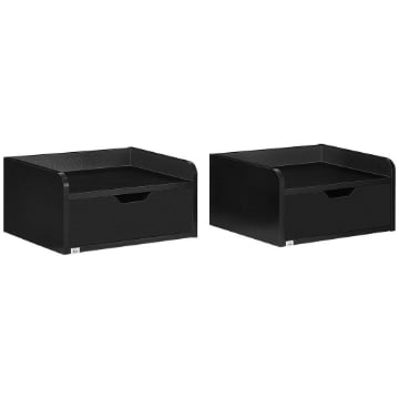 SET 2 COMODINI SOSPESI IN TRUCIOLATO NERO 40X30X19,5 CM NERO