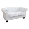 DIVANO A 2  POSTI STILE CHESTERFIELD IN ECOPELLE BIANCO