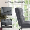 POLTRONA RELAX CON POGGIAPIEDI SET 2 PEZZI EFFETTO VELLUTO 56X77 X90.5CMGRIGIA