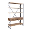 BUCK SCAFFALE A 5 RIPIANI CON 3 CASSETTI IN STILE INDUSTRIAL 114,3X46,5XC136 CM