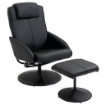 POLTRONA RELAX RECLINABILE CON POUF POGGIAPIEDI IN SIMILPELLE 71X78X101CM  NERO