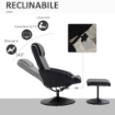 POLTRONA RELAX RECLINABILE CON POUF POGGIAPIEDI IN SIMILPELLE 71X78X101CM  NERO