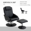 POLTRONA RELAX RECLINABILE CON POUF POGGIAPIEDI IN SIMILPELLE 71X78X101CM  NERO