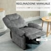 POLTRONA RELAX RECLINABILE  IN TESSUTO CON IMBOTTITURA EXTRA 96X91X108CM GRIGIO