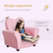 POLTRONCINA PER BAMBINI IMBOTTITA CON STRUTTURA IN LEGNO 59X41.5X49CM ROSA