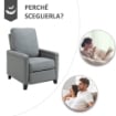 POLTRONA RELAX IMBOTTITA E RECLINABILE SIMILPELLE 70.5X86X99CM GRIGIO