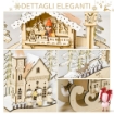 CALENDARIO DELL'AVVENTO A SLITTA IN LEGNO E LED 45X10X31 CM