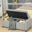 PANCA FONDOLETTO CON VANO CONTENITORE IN TESSUTO 120X50X44CM GRIGIO