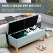  PANCA IMBOTTITA CONTENITORE IN TESSUTO EFFETTO LINO DESIGN SCANDINAVO AZZURRA