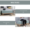  PANCA IMBOTTITA CONTENITORE IN TESSUTO EFFETTO LINO DESIGN SCANDINAVO AZZURRA