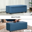 PANCA FONDOLETTO CON VANO CONTENITORE IN TESSUTO 120X50X44CM BLU