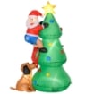 ALBERO DI NATALE GONFIABILE CON BABBO NATALE, CAGNOLINO E LUCI LED 123X85X180CM