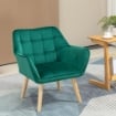 POLTRONCINA STILE NORDICO  EFFETTO VELLUTO 64X62X72.5 CM VERDE