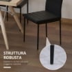 SET 4 SEDIE IMBOTTITE STILE MODERNO IN METALLO E TESSUTO NERO