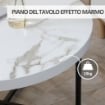 TAVOLINO ROTONDO CON PIANO EFFETTO MARMO IN MDF E GAMBE IN METALLO 80X45 CM