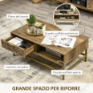 TAVOLINO RETTANGOLARE CON CASSETTO E 2 RIPIANI APERTI 100X59X42.8CM MARRONE