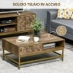 TAVOLINO RETTANGOLARE CON CASSETTO E 2 RIPIANI APERTI 100X59X42.8CM MARRONE