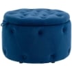 POUF POGGIAPIEDI TONDO CON VANO CONTENITORE IN VELLUTO TRAPUNTATO 60 X 40 CM BLU