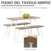 SET TAVOLO DA PRANZO CON 2 PANCHE IN STILE NORDICO LEGNO E METALLO BIANCO