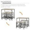 SET TAVOLO ALTO CON 4 SGABELLI STILE INDUSTRIALE IN METALLO E LEGNO