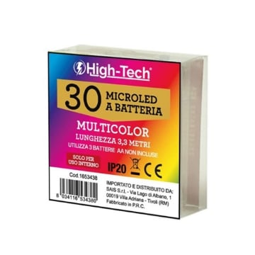 HIGH-TECH FILO  CON 30 MICROLED A BATTERIA MULTICOLORE