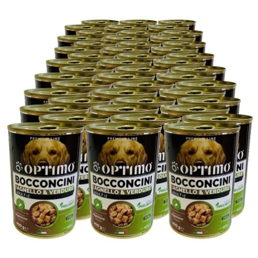 OPTIMO SET 48  BOCCONCINI PER CANE AL GUSTO DI AGNELLO E VERDURE DA 400 GR